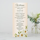 Rustic Golden Frame White Floral Peach Wedding Programma (Staand voorkant)