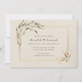 Rustic Golden Greenery Wedding Kaart (Voorkant)