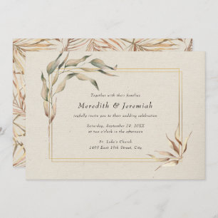 Rustic Golden Greenery Wedding Kaart