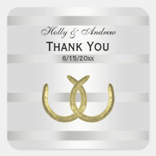 Rustic Golden Hoefijzers Silver Whet envelopzegels Vierkante Sticker