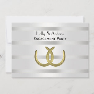 Rustic Golden Hoefijzers Silver Wht H Verloving Kaart