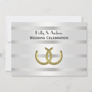 Rustic Golden Hoefijzers Silver Wht H Wedding Kaart