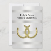 Rustic Golden Hoefijzers Silver Wht V Wedding Kaart (Voorkant)