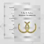 Rustic Golden Hoefijzers Silver Wht V Wedding Kaart (Voorkant / Achterkant)