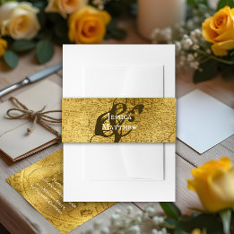 Rustic Golden Wedding Invitation Belly Band Uitnodigingen Wikkel