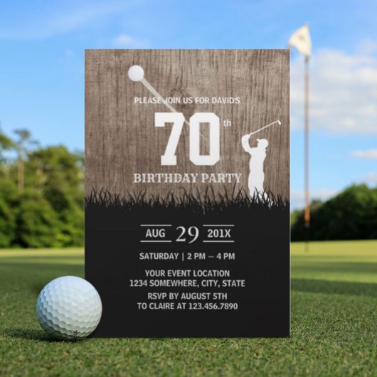 Rustic Golf Birthday Party Kaart