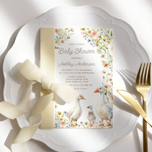 Rustic Goose Family Baby shower Kaart