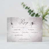 Rustic Gothic Black & Burgundy Halloween Dinner RSVP Kaartje (Staand voorkant)
