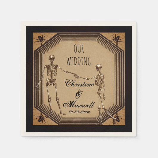 Rustic Gothic Skeletons | Spiders Deco Wedding Na Servet (Voorkant)