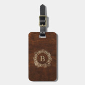 Rustic Gouden Monogram Elegant Bagagelabel (Voorkant verticaal)