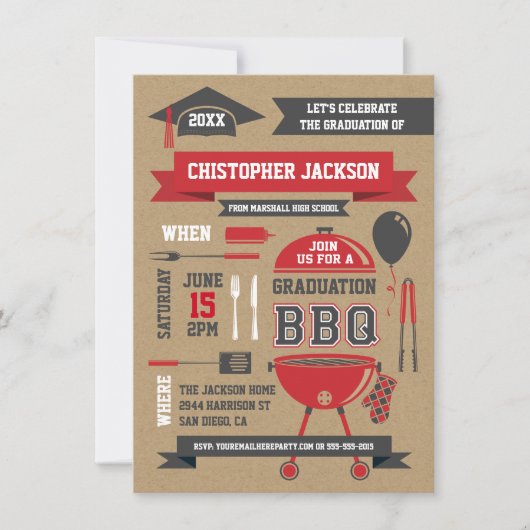 Rustic Gradation BBQ Invitation II Kaart (Voorkant)