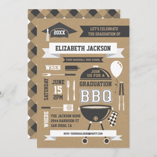 Rustic Gradation BBQ Uitnodiging (Voorkant / Achterkant)