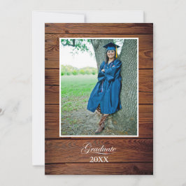 Rustic Graduation Announcement with photo Kaart