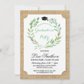 Rustic Graduation Party Burlap Leaf Wreath Invite Kaart (Voorkant)