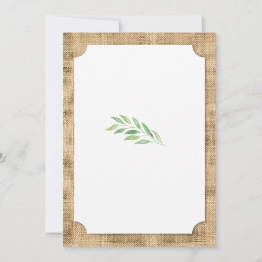 Rustic Graduation Party Burlap Leaf Wreath Invite Kaart (Achterkant)