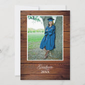 Rustic Graduation Party Invitation with photo (Devant)