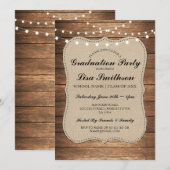 Rustic Graduation Party Mannen Women's Wood Invite Kaart (Voorkant / Achterkant)