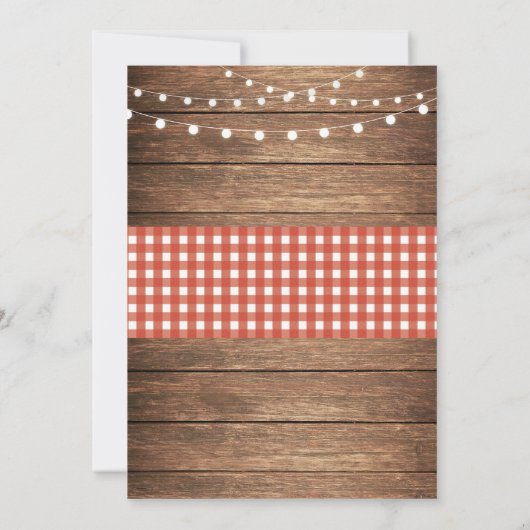 Rustic Graduation Party Red Check Invitation bois (Dos)