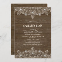 Rustic Graduation Party Wood Lace Pearl Afstudeerd