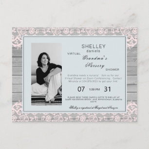 Rustic Grandma's Nursery Virtual Grandbaby Shower Uitnodiging Briefkaart