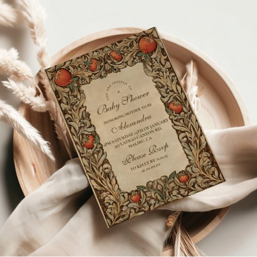 Rustic Granegranate Baby shower Kaart