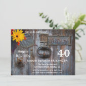 Rustic Grange Automne Anniversaire Fête Invitation (Debout devant)