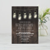 Rustic Grange Bois Mason Jar Mariage Invitations (Debout devant)
