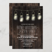 Rustic Grange Bois Mason Jar Mariage Invitations (Devant / Derrière)