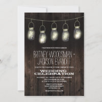 Rustic Grange Bois Mason Jar Mariage Invitations
