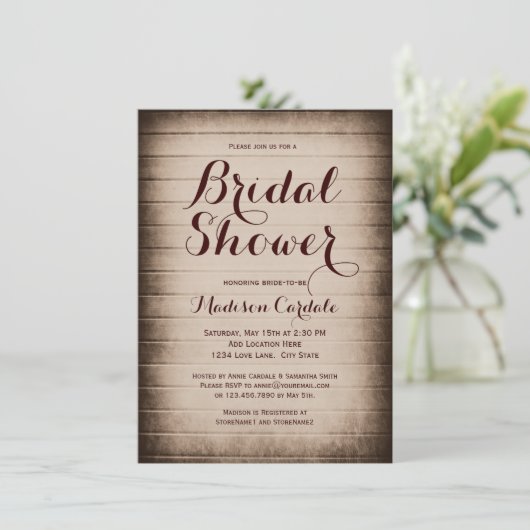 Rustic Grange Bois Pays Douche nuptiale Invitation (Debout devant)
