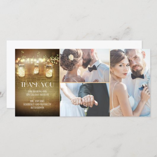 Rustic Grange éclaire Mason Jar Mariage Merci (Devant / Derrière)