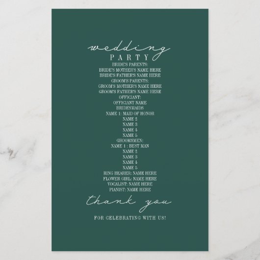 Rustic Grange Emerald Farm Wedding Programme (Dos)