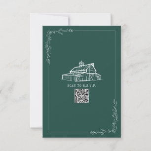 Rustic Grange Emerald vert QR Code Mariage RSVP