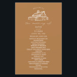 Rustic Grange Goldenrod Programme de mariage agric<br><div class="desc">Illustration d'art en ligne de grange avec arrière - plan couleur or et texte blanc.</div>