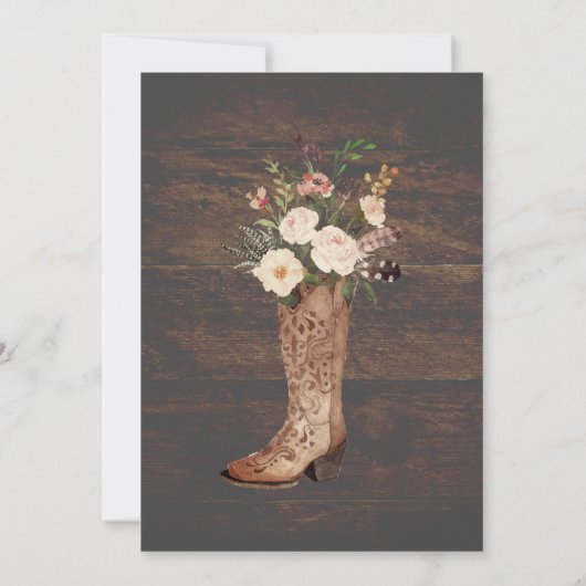 Rustic Grange Mariage Boot Boot Boot Invitation (Dos)