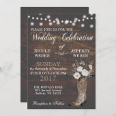 Rustic Grange Mariage Boot Boot Boot Invitation (Devant / Derrière)