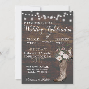 Rustic Grange Mariage Boot Boot Boot Invitation
