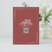 Rustic Grange Muted Red QR Code Mariage RSVP (Debout devant)