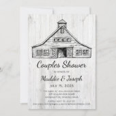 Rustic Grange Photo Couples Douche Invitation (Devant)