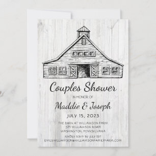 Rustic Grange Photo Couples Douche Invitation