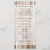 Rustic Grange Programme de mariage en bois (Dos)