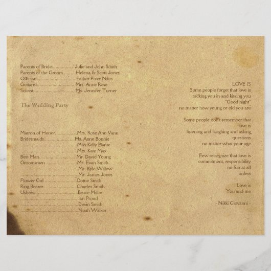 Rustic Grange Programme de mariage en bois (Dos)