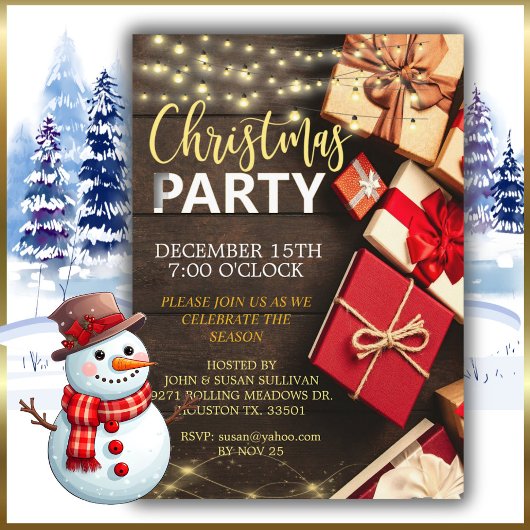 Rustic Grange Wood Fête de Noël Invitation