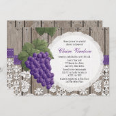 Rustic Grape Bridal Shower Invitations Kaart (Voorkant / Achterkant)