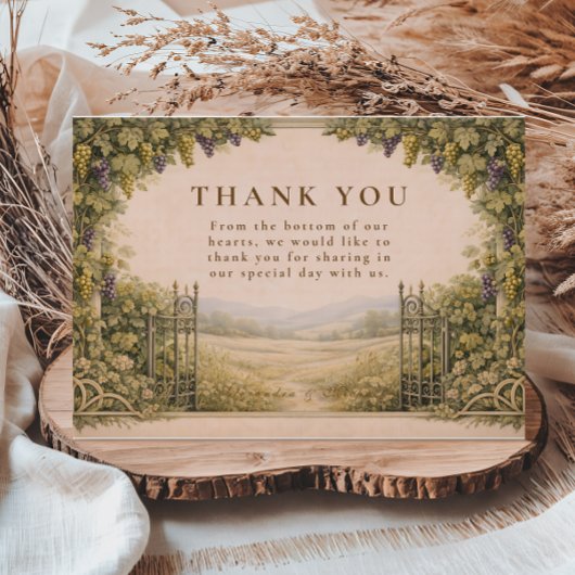 Rustic Grape Garden Countryside Wedding Bedankkaart