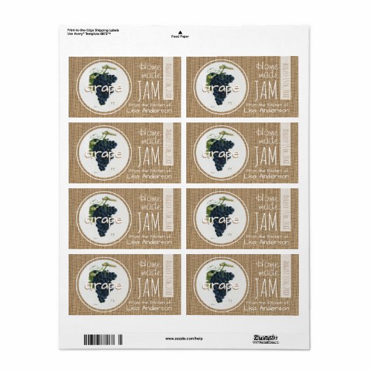 Rustic Grape Jam op maat H Label (Full Sheet)