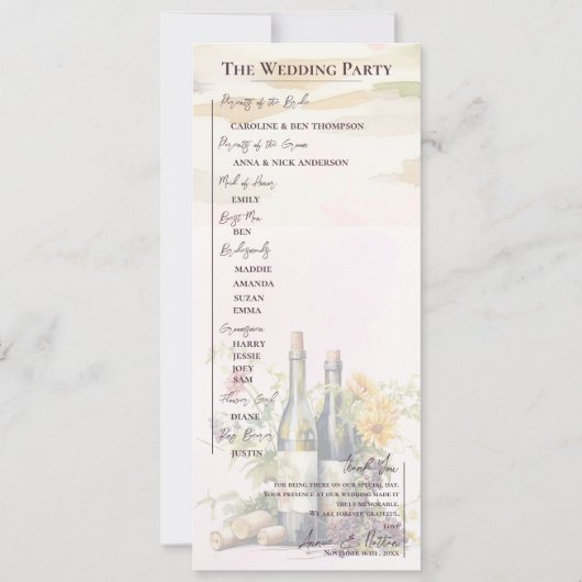 Rustic Grapevine-Inspiré Programme de mariage de l (Dos)
