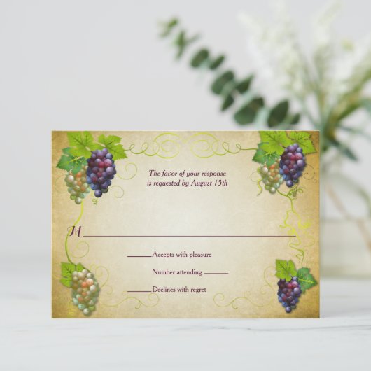 Rustic Grapevine Vineyard Mariage Réponse RSVP (Debout devant)