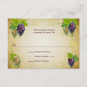 Rustic Grapevine Vineyard Wedding Event Reply RSVP Kaartje
