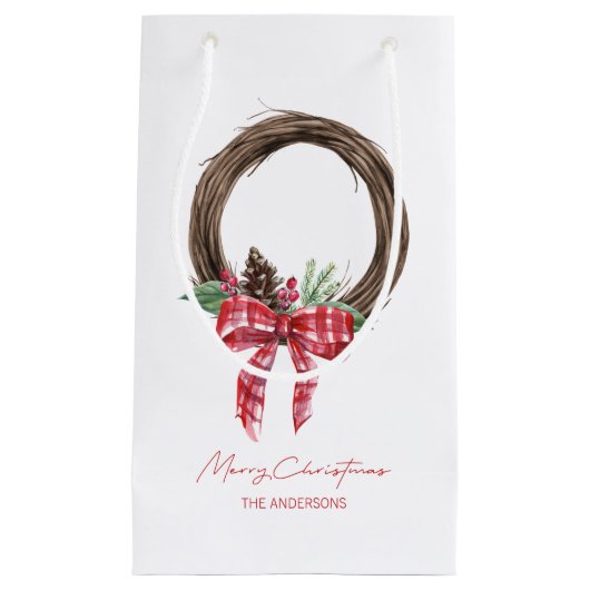 Rustic Grapevine Wreath Merry kerstavond Klein Cadeauzakje (Voorkant)